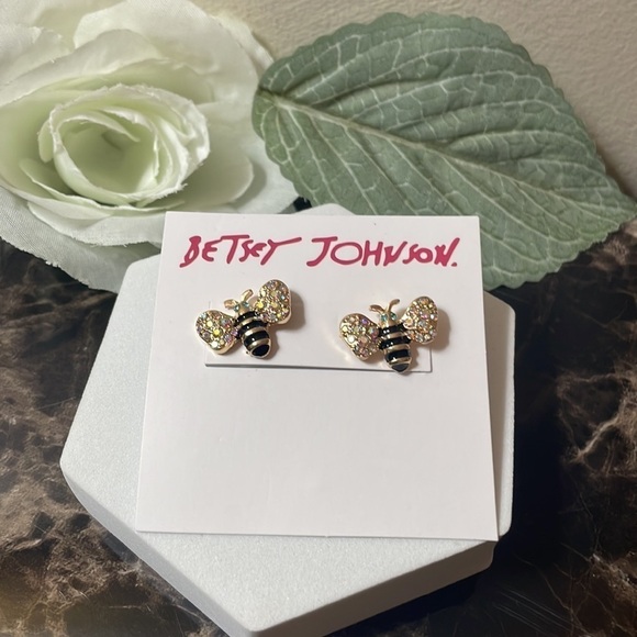 Betsy Johnson Bee Rhinestone Stud Earrings - Picture 5 of 12